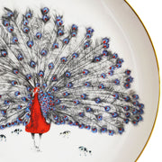 Peacock Bone Chine Plate with gilded gold rim close up