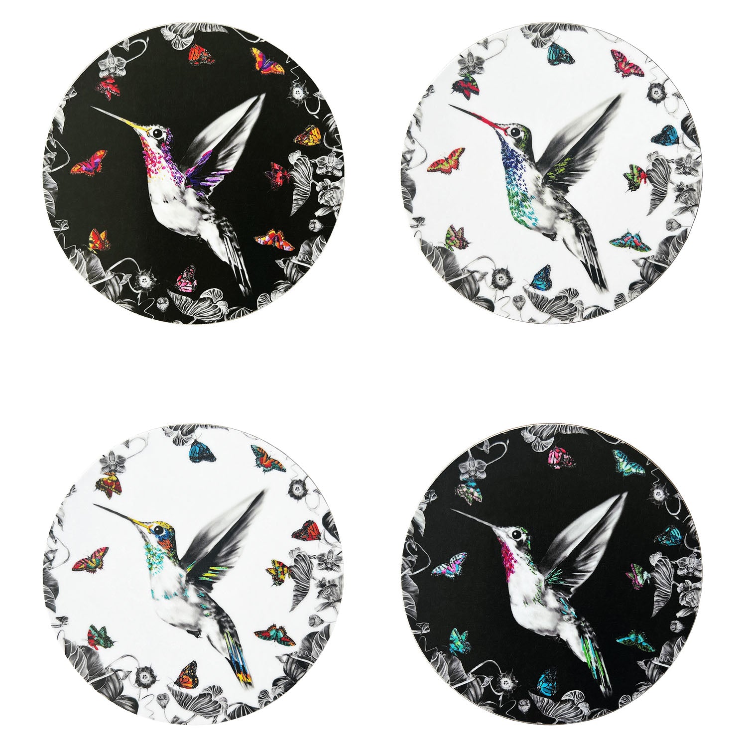 Hummingbird Coasters - Set A of 4 Mixed