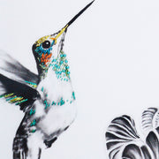 Hand Embroidered Hummingbird Artwork close up